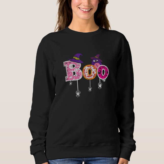 Pink Boo Spider Witch Hat Cute Scary Halloween Gir Sweatshirt (Vorderseite)