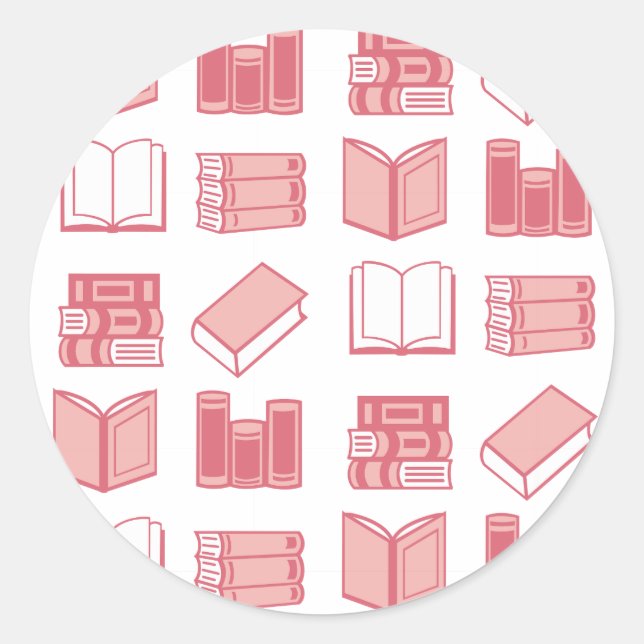 Pink Book Reading and Writing Pattern Runder Aufkleber (Vorderseite)