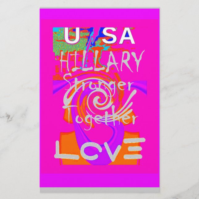 Pink Borded Hillary Inspiration Art Print Briefpapier (Vorderseite)