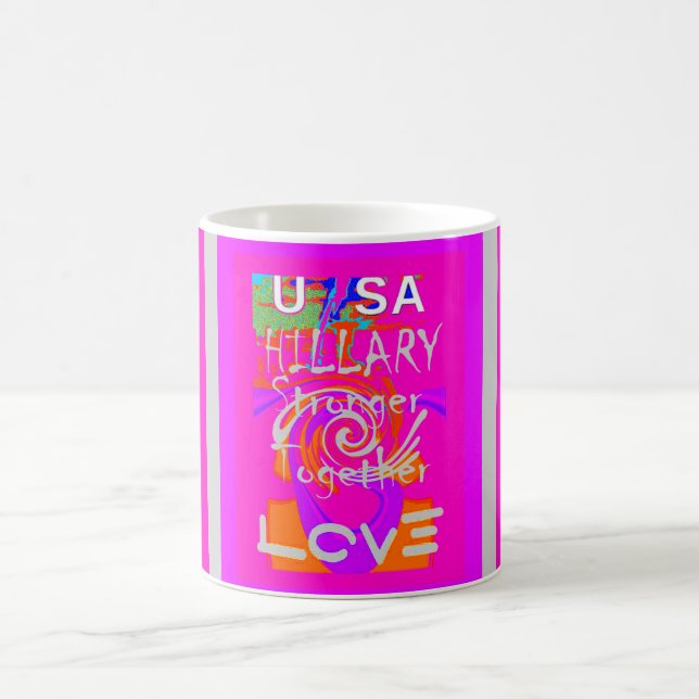 Pink Borded Hillary Inspiration Art Print Kaffeetasse (Mittel)