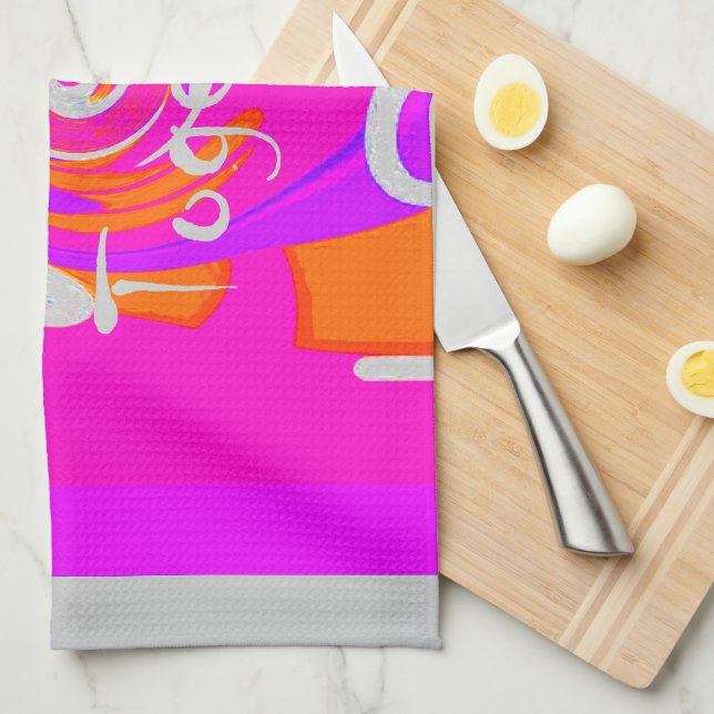 Pink Borded Hillary Inspiration Art Print Küchentuch (Viertel Falte)