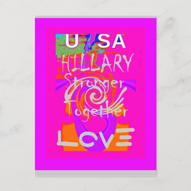 Pink Borded Hillary Inspiration Art Print Postkarte (Vorderseite)
