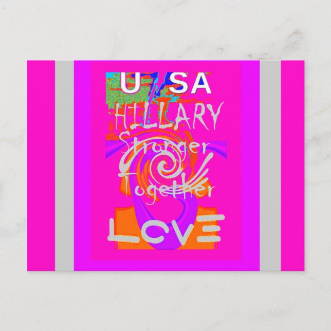 Pink Borded Hillary Inspiration Art Print Postkarte (Vorderseite)