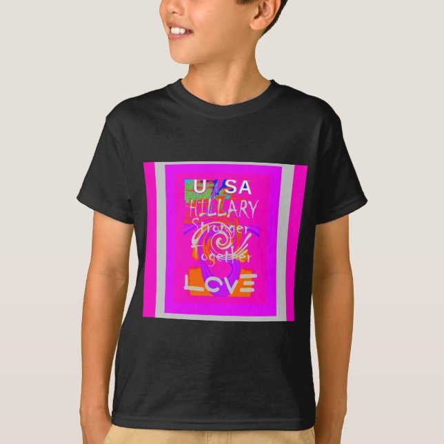 Pink Borded Hillary Inspiration Art Print T-Shirt (Vorderseite)
