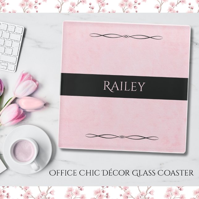 Pink Boss Babe Office Chic Style Glass Coaster Glasuntersetzer (Th perfect decor statement piece to protect your desk and reinforce your "Office Chic" style)
