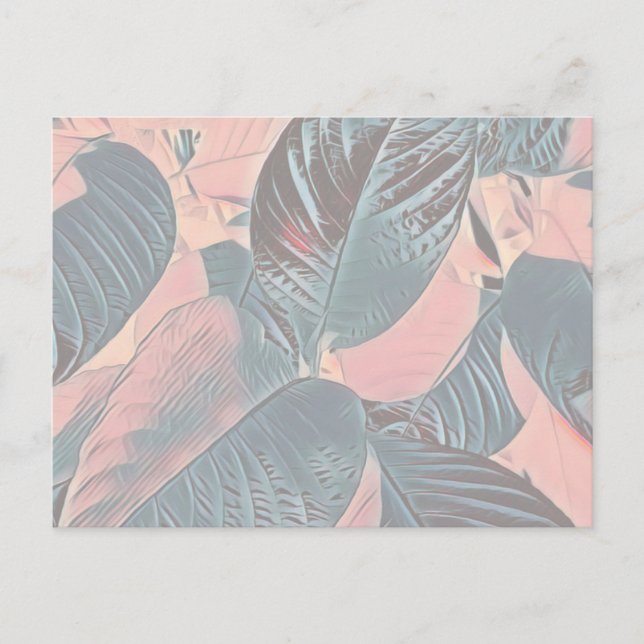 Pink Botanical Blätter Post Card (Anpassen) Postkarte (Vorderseite)
