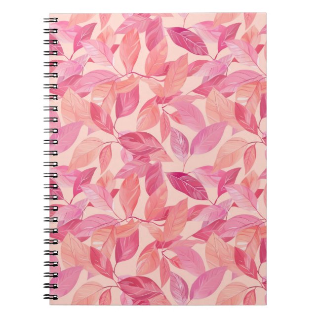 Pink Botanical Leaf Muster Spiral Foto Notebook Notizblock (Vorderseite)