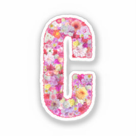 Pink Botanical Monogram Floral Letter C Initial Aufkleber