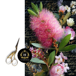 Pink Bottlebrush und Florals Decoupage Seidenpapier