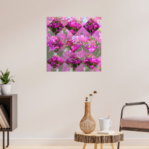 Pink Bougainvillea Blume Diamond Cut Design, Poster