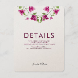 Pink Bougainvillea Blume Hochzeitskarte Begleitkarte
