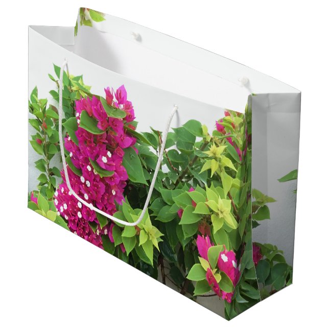 Pink Bougainvillea Große Geschenktüte (Vorderseite Schrägansicht)