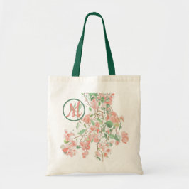 Pink Bougainvillea Monogram Watercolor Tragetasche