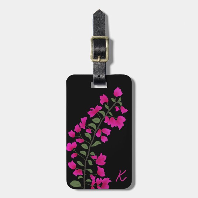 Pink Bougainvillea Personalisierte Gepäckmarke Gepäckanhänger (Vorderseite vertikal)