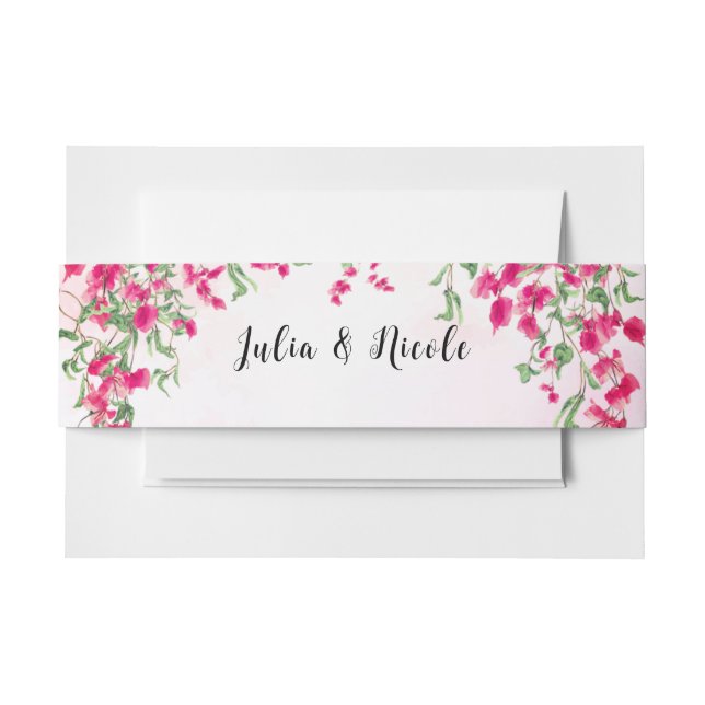 Pink Bougainvillea Tropical Forest Polterabend Einladungsbanderole (Vorderseite Beispiel)