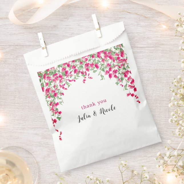 Pink Bougainvillea Tropical Forest Polterabend Geschenktütchen (Ausgeschnitten)