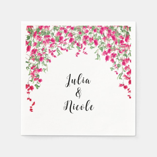 Pink Bougainvillea Tropical Forest Polterabend Serviette (Vorderseite)