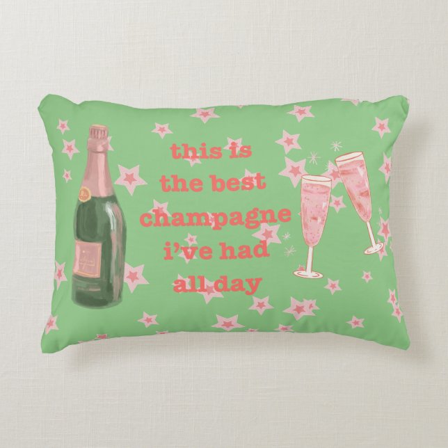 Pink Bougie Champagner Flaschenangebot Dekokissen (Vorderseite)