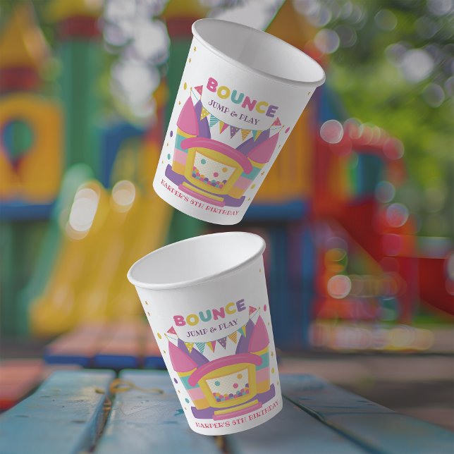 Pink Bounce Haus Geburtstag Pappbecher (Let our bounce house paper cups, help take your little one’s big day to new heights.)