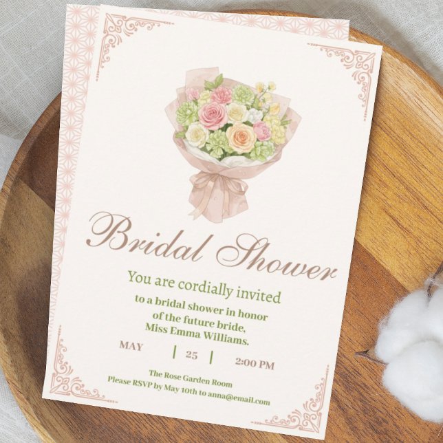 Pink bouquet Bridal Shower Invite – Japanese  Einladung (Von Creator hochgeladen)