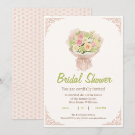 pink bouquet Bridal Shower Invite – Japanese  Einladung