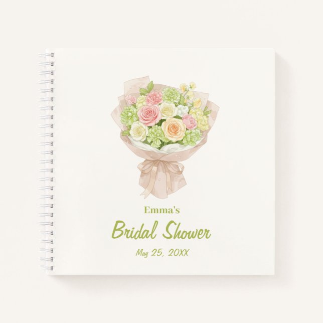 pink bouquet Bridal Shower Notizbuch (Vorderseite)