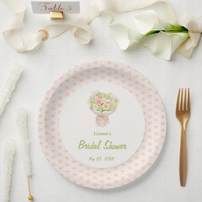 pink bouquet Bridal Shower Pappteller (Hochzeit)