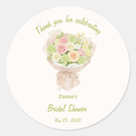 pink bouquet Bridal Shower Runder Aufkleber