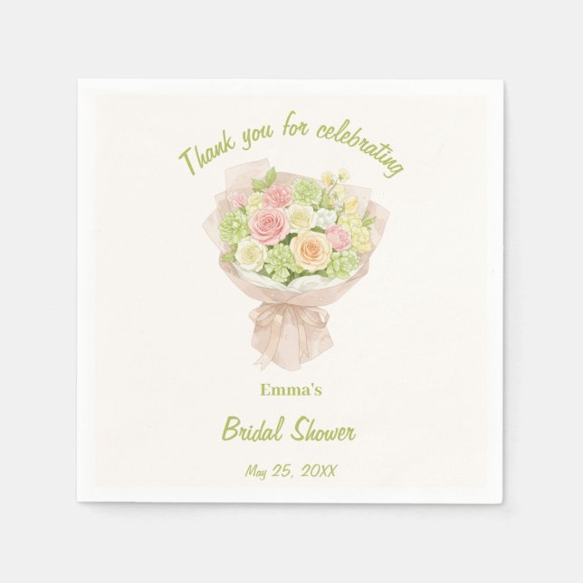 pink bouquet Bridal Shower Serviette (Vorderseite)