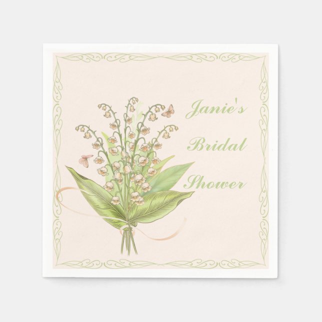 Pink Bouquet mit Lily of the Valley Paper Napkin Serviette (Vorderseite)