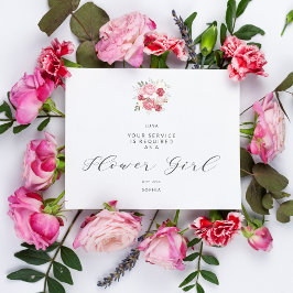 Pink Bouquet Will You Be My Flower Girl Proposal Postkarte