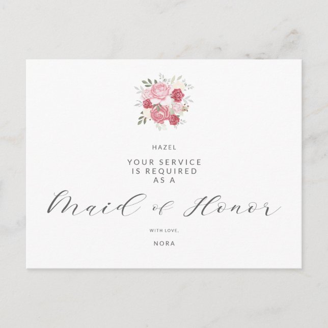 Pink Bouquet wird meine Trauzeugin sein Postkarte (Vorderseite)