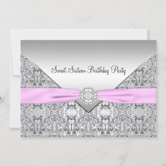 Pink Bow 16 . Geburtstag Party Einladung