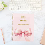 Pink bow 2026 planer<br><div class="desc">A soft blush pink background,  decorated with a large bow.  Personalize and add a year,  name and text.</div>