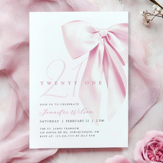 Pink Bow 21 Geburtstag Einladung