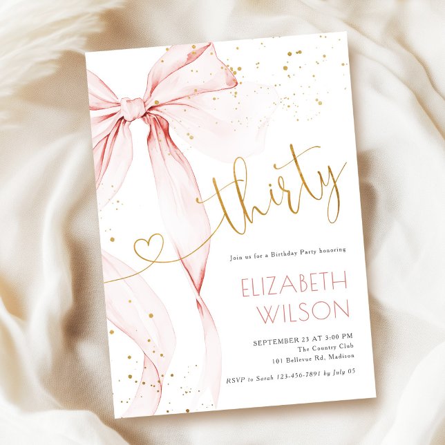 Pink Bow 30th Birthday Invitation Einladung (Von Creator hochgeladen)