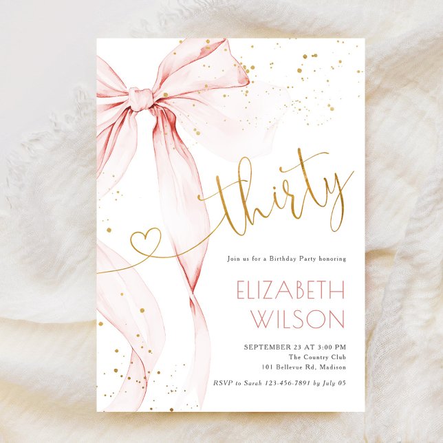 Pink Bow 30th Birthday Invitation Einladung (Von Creator hochgeladen)