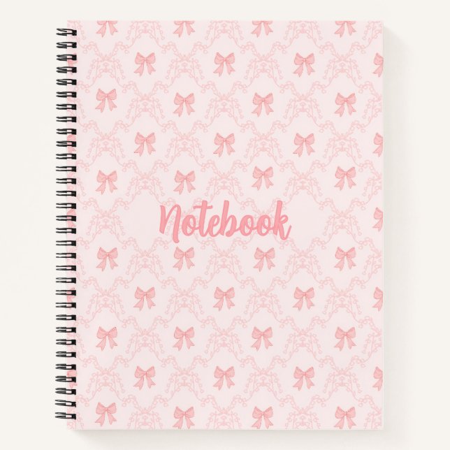Pink Bow Aesthetic Notebook – Cute & Feminine Jour Notizbuch (Vorderseite)