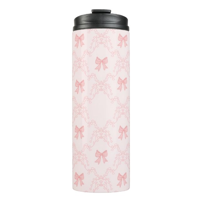 Pink Bow Aesthetic Notebook – Cute & Feminine Jour Thermosbecher (Vorderseite)