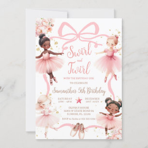 Pink Bow American Ballerina Tutu Birthday Einladung