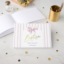 Pink Bow and Stripe Foil Baptisbook