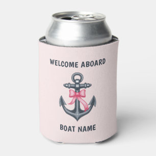 Pink Bow Anker Willkommen auf dem Schiff Name Coqu Dosenkühler