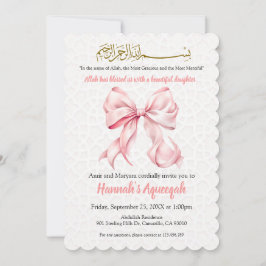 Pink Bow Aqeeqah Scalloped Einladung