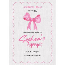 Pink Bow Aqiqah Einladung
