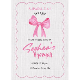 Pink Bow Aqiqah Einladung
