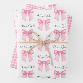 Pink Bow Baby Duschabziehpapier Geschenkpapier Set