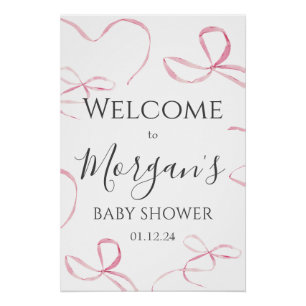 Pink Bow Baby Dusche Begrüßungszeichen, Bugschaump Poster