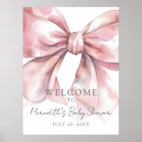 Pink Bow Baby Dusche Begrüßungszeichen