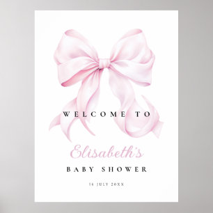 Pink Bow Baby Dusche Begrüßungszeichen Poster
