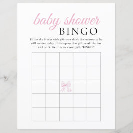 Pink Bow Baby Dusche BINGO Spiel